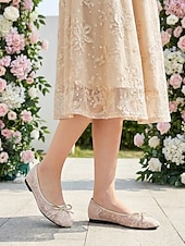 voordelige Moeder van de Bruid/De Bruidegom-Dames ballerina's van roze kant, elegante geborduurde instapschoenen voor de moeder van de bruid, tuinbruiloft &amp;formele dag evenementen