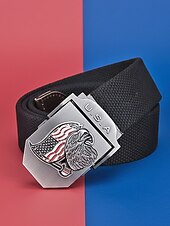 זול אביזרים-חגורת פוליאסטר מתכווננת לגברים עם אבזם דגל אמריקאי, חגורת מותן פטריוטית רב-צבעונית לאירועי יום השנה ה-250 לארה"ב, יום העצמאות, טיולים, חופשות ולבוש ספורטיבי קז'ואל