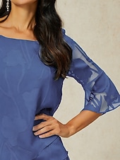 Недорогие Нарядные блузки-Жен. Кружевная рубашка Блуза Нарядные Топы Топы из шифона Асимметричный шов Сплошной цвет Цветочный принт Графика Элегантный стиль Стиль Классический Рукав до локтя Рукава-крылышки Вырез лодочкой