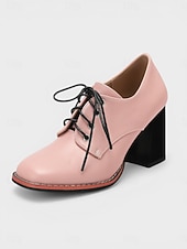 preiswerte Damenschnürschuhe-Vintage-Oxford-Pumps für Damen in Braun – klassische Schnürschuhe mit Blockabsatz und Brogue-Details, ideal fürs Büro und für die Schule. &amp;Freizeitoutfits