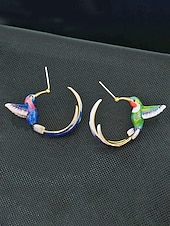 halpa Naisten korvakoru-naisten kolibri-korvakorut, metalliseosmateriaali, boho-tyyli, värikäs emalikuvio, kevyet ja ainutlaatuiset, täydelliset lomalle, matkoille ja rentoon arkikäyttöön