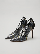 abordables Invité au mariage-Escarpins à talons aiguilles pointus en résille pour femme, chaussures habillées élégantes à talons aiguilles pour invitée à un mariage, mariage en ville &amp;événements formels en soirée