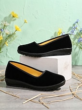 billige Flate sko til kvinner-Komfortable svarte slip-on flats for kvinner – myke flats med fleksibel såle for hverdagsbruk, turgåing og uformelle utflukter
