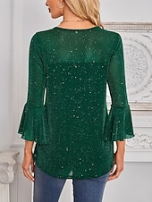 billige Kjolebluser-Dame Skjorte Bluse Netting عادي Stilfull Klassisk Moderne Langermet Crew-hals Vanlige topper Daglig Ferie Ut på byen Blå Svart Rød Grønn Sommer Vår