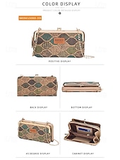 billige Crossbody-vesker-Dameveske med bohemsk mønster og trestruktur i kunstskinn, crossbody-veske med stor kapasitet og flere rom med justerbar stropp for hverdagsbruk, reise og ferie