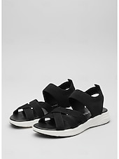 voordelige Platte Sandalen-Paarse gebreide comfortabele sandalen voor dames - lichtgewicht, ademende, sportieve en casual wandelschoenen met gekruiste bandjes, elastische en ondersteunende zool voor reizen, strand, vakantie en