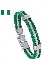 economico Accessori-Bracciale da uomo intrecciato in similpelle, disponibile in diversi colori, ispirato alla bandiera americana, ideale per partite di calcio, tifosi, tifosi di football, per lo spirito di squadra e per un look casual da giorno di partita.