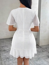 cheap White Casual Dresses-Women's Mini Dress White Dress Casual Dress Elegant Fashion Modern Outdoor Vacation Going out Regular Fit Plain Short Sleeve Crew Neck Black White Green Summer Spring