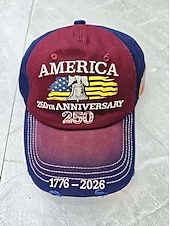 economico Cappellini con visiera-Cappello unisex 250° anniversario/indipendenza, berretto da baseball, portatile, traspirante, quotidiano, per esterni, strada, ricamo, bandiera