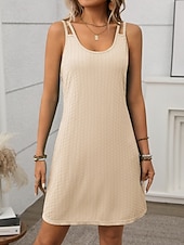 abordables Robe blanche-Femmes Mini Robe Robe Décontractée Robe Nuisette Élégant Mode Moderne Extérieur Vacances Sortir Coupe régulière Uni Sans manches Col en V Bleu Noir Vert Claire Rose Claire Été Printemps