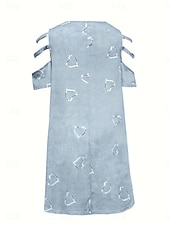 cheap White Casual Dresses-Women's Mini Dress Casual Dress Print Dress Elegant Fashion Modern Outdoor Vacation Going out Loose Fit Heart Short Sleeve V Neck Blue White Purple Green Summer Spring