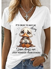  γυναικείο μπλουζάκι αστεία αποσπάσματα με χιούμορ τρισδιάστατη εκτύπωση γραφικό γράμμα ζώου casual κοντομάνικο ντεκολτέ V κανονικές μπλούζες καθημερινά έξοδος Σαββατοκύριακο λευκό γκρι λευκό 2