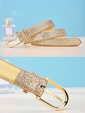 economico Accessori per le vacanze-cintura da donna in similpelle, colori oro e argento, regolabile, accessorio elegante per abbigliamento casual quotidiano, viaggi e vacanze