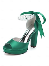 economico sposa-sandali con plateau color avorio bianco da donna - eleganti tacchi da sposa con cinturini di perle per matrimoni in chiesa