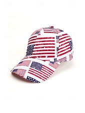  Patriotyczna damska czapka baseballowa z poliestru, z nadrukiem flagi USA w wielu stylach, regulowana, idealna na 250. rocznicę USA, Dzień Niepodległości i na co dzień.
