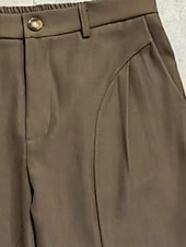 economico Pantaloni eleganti-Per uomo Pantaloni Pantaloni Eleganti Tasca Bottoni Semplice Comodità Traspirante Lunghezza intera All'aperto Abbigliamento casual alla moda Vacanza Moda Marrone Grigio scuro Inelastico