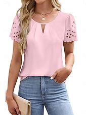 Χαμηλού Κόστους Απλή μπλούζα-Γυναικεία Μπλουζάκι Μπλουζάκι μπλουζάκι Μικρή Οπή Σκέτο Μοντέρνα Στυλάτο Κλασσικό Κοντομάνικο Στρογγυλή Ψηλή Λαιμόκοψη Κανονικά μπλουζάκια Καθημερινά Εξόδου Σαββατοκύριακο