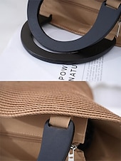 tanie Torby i torebki-Duża damska torebka ze słomy plecionej, wielokolorowa, z ekologicznego plecionego materiału, stylowa letnia torba, idealna na co dzień, na wakacje na plaży i do kurortu