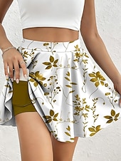 preiswerte Shorts mit Grafik-Damen Urlaubsrock Elegant Mode Hawaiianisch Badeanzugshosen Über dem Knie Hohe Taille Röcke Blumen Grafik Druck Dehnbar Täglich Strand Gelb Rote Blau Grün Sommer