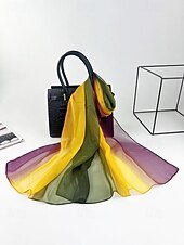 billige Ferietilbehør-Dameskjerf i bohemsk gradientstil i chiffong, flerfarget, lett polyestersjal for fritidsbruk, reise, ferie, strand og resortstil