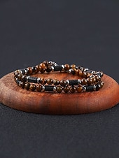 levne Dovolená příslušenství-Pánský náhrdelník s přírodními kameny v bohémském stylu, vícebarevný, ideální pro každodenní nošení i dovolenou u moře