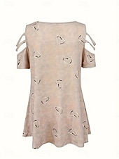 cheap White Casual Dresses-Women's Mini Dress Casual Dress Print Dress Elegant Fashion Modern Outdoor Vacation Going out Loose Fit Heart Short Sleeve V Neck Blue White Purple Green Summer Spring
