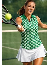 economico Camicia Donna-Per donna Geometrico Floreale Top Maglietta sportiva Polo da golf Maglia da tennis Senza Maniche Cerniera Floreale UPF50+ Resistente ai Raggi UV Alta elasticità Traspirante Pallavolo Tennis Golf