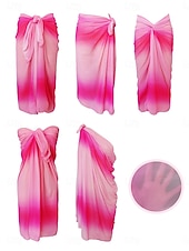 preiswerte Strandkleider-Damen Badeanzug Überwurf Wickeln Rock Bademode Gerafft Urlaub Strandbekleidung Ombre Trägerlos Ärmellos Badeanzüge