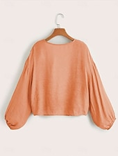 economico Camicie-Per donna Camicia Blusa Nodo frontale Patchwork Semplice Attivo Vacanza Vintage Manica Lunga Scollo a V Top Regolari Quotidiano Spiaggia Ferie Nero Bianco Arancione Cachi Estate Primavera