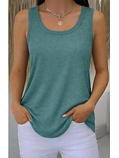 ieftine Rezervor simplu-Pentru femei Mărime Plus Tricou Bluză Culoare solidă Elegant Epocă Stilat Fără manșon În U Topuri lungi Zilnic Sport Ieșire Negru Alb Bleumarin Mov Trifoi Vară Primăvară