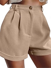 tanie Szorty bermudzkie-Damskie Bermudy Gofrowana Spodnie dresowe Typu Chino Urlop Moda Moda miejska Krótki Wysoka talia Równina Wygodne Miękka Wygodny Nieelastyczny Codzienny Na zewnątrz Ulica Czarny Khaki Zieleń wojskowa