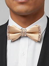 זול חתונה ACC-פפיון פוליאסטר לגברים - אפשרויות צבעוניות, עיטורי אבני חן, גודל מתכוונן, מושלם לחתונות ומסיבות