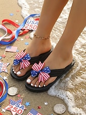 abordables Chaussures pour femmes-Femmes Occasionnel Quotidien Plage Nœud Talon plat Bout ouvert Occasionnel Tissu A enfiler Rouge Beige Rouge + Bleu