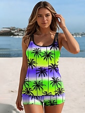 preiswerte Tankinis-Damen Badeanzug Tankini Zweiteilig Hohe Taillenlinie Bademode Rückenfrei Urlaub Strandbekleidung Ombre Grafik U-Ausschnitt Ärmellos Badeanzüge