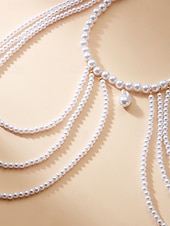 voordelige Vakantieaccessoires-Damesbodyketting in bohemian stijl met imitatieparels – elegant en modieus, perfect voor feestjes, avondjes uit en een stijlvolle strandvakantie.