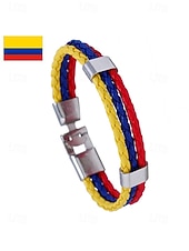 economico Accessori-Bracciale da uomo intrecciato in similpelle, disponibile in diversi colori, ispirato alla bandiera americana, ideale per partite di calcio, tifosi, tifosi di football, per lo spirito di squadra e per un look casual da giorno di partita.