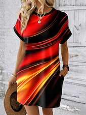 cheap Art&amp;Design Dress-Women's Mini Dress Shift Dress T Shirt Dress Tee Dress Summer Dress Casual Daily Holiday Date Regular Fit Ombre Graphic Abstract Short Sleeve Crew Neck Blue Red Green Gray Summer Spring