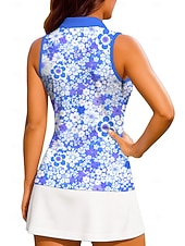 economico Camicia Donna-Per donna Floreale Top Maglietta sportiva Polo da golf Maglia da tennis Senza Maniche Cerniera Floreale UPF50+ Resistente ai Raggi UV Alta elasticità Traspirante Pallavolo Tennis Golf Collo ripiegato