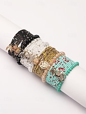 cheap Vacation Accessories-Women's Bohemian Tree of Life Beaded Bracelet – Alloy &amp; Multi-Colored Beads, Perfect for Casual Wear &amp; Beach Vacation Style