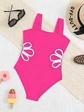 cheap One Piece Swimsuit-Kids Girls' Swimsuit Outdoor Beach Color Block Vacation Fashion Hollow Out Bathing Suits 4 years+ Summer Blue Black