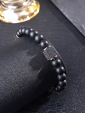 abordables Accessoires de vacances-Bracelet pour homme en perles de pierre volcanique, deux styles, perles de lave noire mate, bijou tendance et décontracté, parfait pour le quotidien et les voyages.