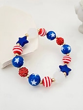  Патриотический женский набор украшений из смоляных бусин: ожерелье и браслет, посвященный 250-летию США, Дню независимости, для повседневной носки и путешествий.