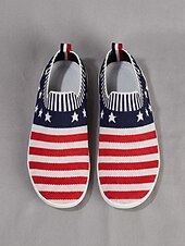  Женские слипоны USA 250-летия — удобные туфли с широким голенищем и звездным рисунком для парадов, Дня независимости и патриотических торжеств.