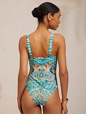 preiswerte Designer-Bademode-Baleareninseln blauer Stretch-Einteiler-Badeanzug