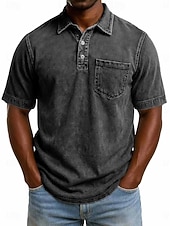 halpa Miesten klassinen poolopaita-SoftFade™ Miesten Happopesu Paita Puuvilla Polo Paita Rentoa Lomaa Kauluskaveri Värikästä Polo Kaulusta Lyhythihainen Muoti Perus Yksinkertainen Vintage Haalistunut Kesä Kevät Normaalimallinen Musta