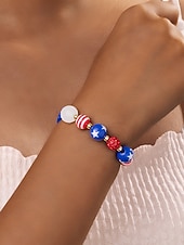  Патриотический женский набор украшений из смоляных бусин: ожерелье и браслет, посвященный 250-летию США, Дню независимости, для повседневной носки и путешествий.
