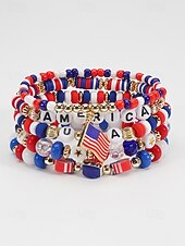 preiswerte Zubehör-Damen-Armbandset in Flaggenfarben, stapelbarer Fächerschmuck aus Legierung in verschiedenen Länderdesigns für Fußballspiele, Teamunterstützung, lässige Alltagskleidung und Spieltagsoutfits.
