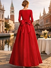 ieftine Rochii de seară pentru bal-Două Piese Salopeta Lungime Podea Detașabil Rochii de seara Elegant Manșon Lung În V Nuntă Invitat la nunta Buzunar Țesătură întinsă cu Fluture