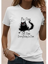 economico Maglietta di Umorismo &amp; Citazioni-t-shirt da donna con citazioni divertenti e umoristiche, stampa grafica, lettera, elegante, classica, casual, manica corta, girocollo, top regolari, per tutti i giorni, weekend, bianco/nero, bianco