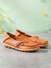 お買い得  レディースフラットシューズ-レディースレザーモカシンローファー - 普段使い、ウォーキング、旅行、オフィスに最適な、柔らかく通気性のあるカジュアルシューズ